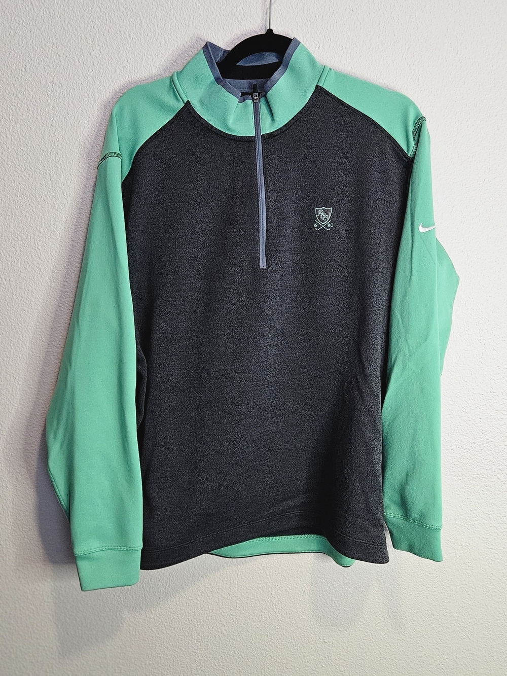 Nike Golf Tour Performance Dri-Fit 1/2 Zip Pullover Large Heather Grey Green